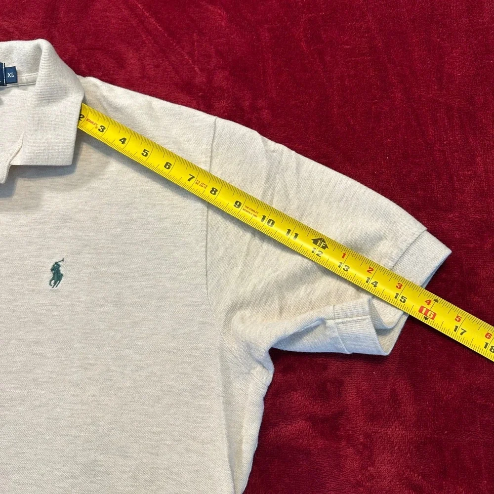 Polo Ralph Lauren Mens XL Oatmeal Tan Cotton Pique Short Sleeve‎ Polo Shirt